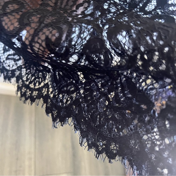 Altar'd State Black Lace Midi Dress with Nude Lace Overlay A-Line Size XS - Picture 6 of 14